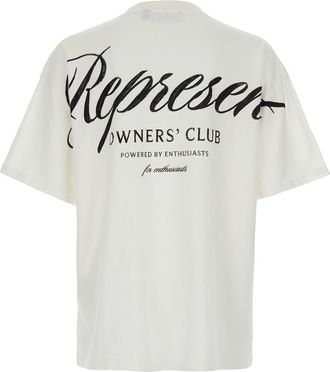 Represent Mens T-Shirt Owners Club Crew Neck White Cotton T-Shirts And Polos