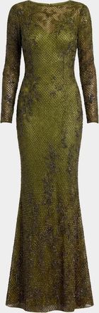 Mac Duggal Embellished Long Sleeve Gown