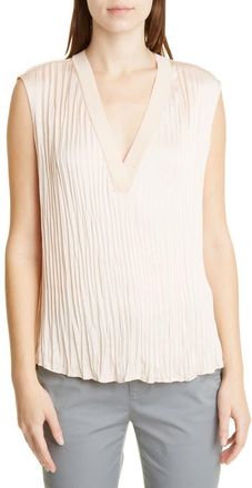 Vince Crushed Sleeveless Double V-Neck Blouse in French Rose at Nordstrom Rack, Size X-Large
