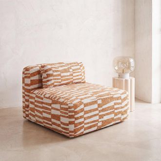 Maisons du monde M&oacute;dulo para sof&aacute; modular de tejido de poli&eacute;ster jacquard crudo y ocre