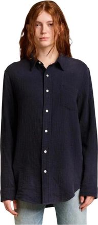 Denimist Navy Gauze Boyfriend Shirt - Dames - Overhemden - Blauw - XS - Katoen - Overhemden