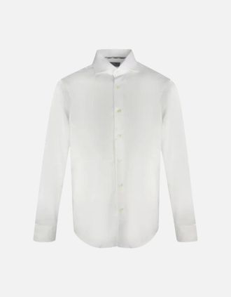 Aquascutum Mens Aquascutum Plain Long Sleeved White Shirt - Size: 44/Regular