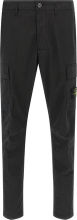 Stone Island Cargo Logo Badge Pantaloni Nero-Uomo