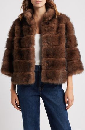 LoveShackFancy Gelman Faux Fur Jacket in Dark Sable at Nordstrom, Size Medium