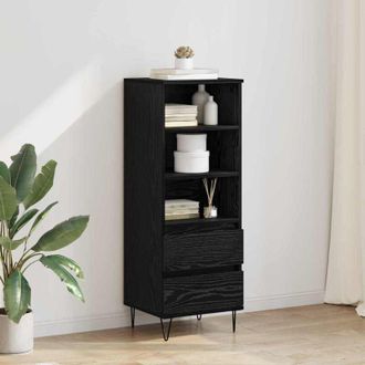 vidaXL vidaXL Credenza Rovere Nero 40 x 36 x 110 cm Legno multistrato
