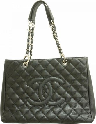 Chanel Black Grained Calfskin Tote Bag (Pre-Owned)