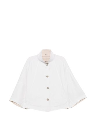 Moorer White Boxy Short Jacket With Wide Sleeves