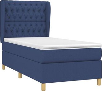 vidaXL Vidaxl - Cama Box Spring Con Colch&oacute;n Tela Azul 90x200 Cm