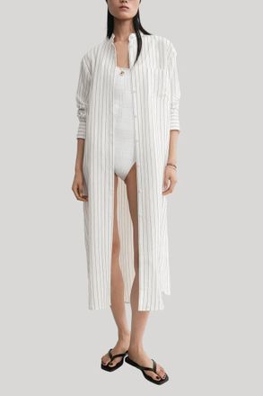 Toteme Striped Summer Tunic In White/ Oyster