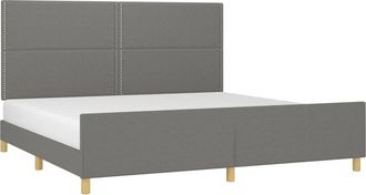 vidaXL Cama Sin Colch&oacute;n Tela Gris Oscuro 200x200 Cm Vidaxl