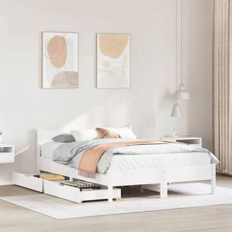 Berkfield Home Full Bed Frame with Drawers White 160x200 cm Solid Wood Pine
