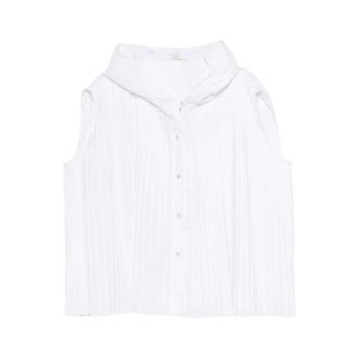 Barena Shirts, female, White, Size: M Pleated Button-Fastening Sleeveless Shirt