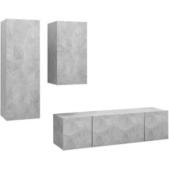 vidaXL 4 Piece TV Cabinet Set Concrete Grey Engineered Wood vidaXL