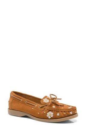 Free People Sandy Beaded Boat Shoe in Vachetta Voyage Suede at Nordstrom, Size 9.5
