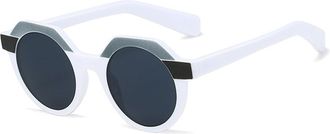 Generic Color Blocking Round Frame Sunglasses Men And Women Party Photography Vacation Shopping Sun Glasses(White)