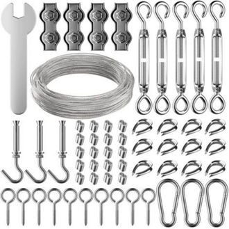 OEM Kit De Cuerda Colgante De Acero Inoxidable De 30 M, Cable De Acero Inoxidable Revestido De 2 Mm Con Tensor Y Ganchos, Para Colgar Luces, Plantas Trepa