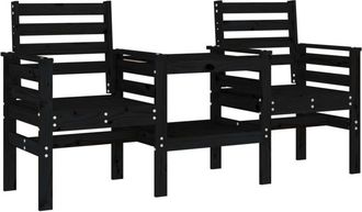 vidaXL Vidaxl - Banco De Jard&iacute;n Con Mesa 2 Plazas Madera Maciza De Pino Negro