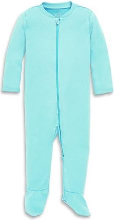 primary Baby Organic Zip Footie In Solid in Mist at Nordstrom, Size Newborn