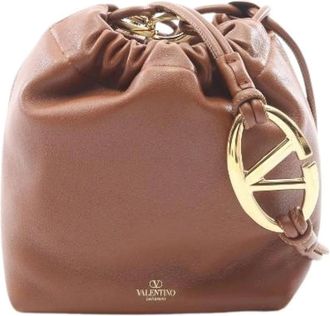 Valentino Pre-owned Bolso cubo Poof de piel - Pre-owned - Mujer - Marr&oacute;n - ONE SIZE