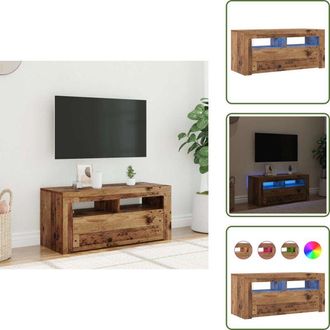 vidaXL The Living Store Mobile Porta TV con LED Legno Antico 90x35x40 cm Multistrato - TV stand con luci RGB