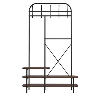 Nordlys Vestidor estilo industrial en madera y acero marr&oacute;n