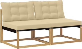 vidaXL Sof&aacute; Intermedio De Exterior Madera De Acacia S&oacute;lida Blanco Vidaxl