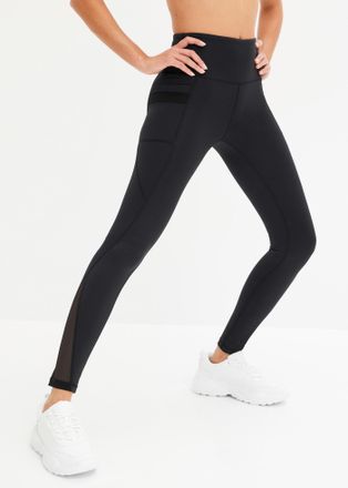 Bonprix Funktionsleggings BONPRIX, Damen, Gr. 56/58 (XXXL), N-Gr, schwarz, Jersey, Obermaterial: 77% Polyamid, 23% Elasthan. Meshfutter: 90% Polyester, 10% El