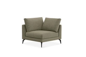 Castlery Lena Corner Sofa Customized, Performance Classic Twill Moss, Matte Black Legs, Spill Resistant, Removable Covers for Sofas