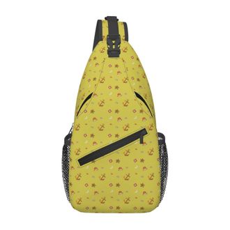 Generic Nautical Anchor Starfish Yellow Shoulder Bag Breathable Crossbody Bag Adjustable Daypack For Workout Casual Men