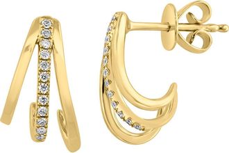 Effy Diamond Triple Link Hoop Earrings in Gold/white at Nordstrom Rack