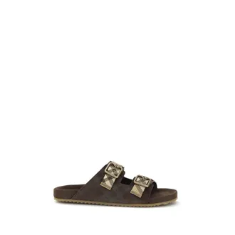 Burberry Bruine Kalfsleren Bos Taurus Platte Sandalen