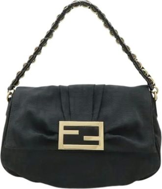 Fendi Pre-owned Shoulder Bags, female, Black, Size: ONE SIZE Pre-owned Vintage Zucca Shoulder Bag