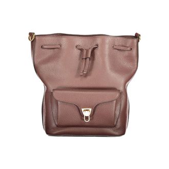 Coccinelle Leather Womens Bag with Drawstring Twist Closure and Womens Pocket