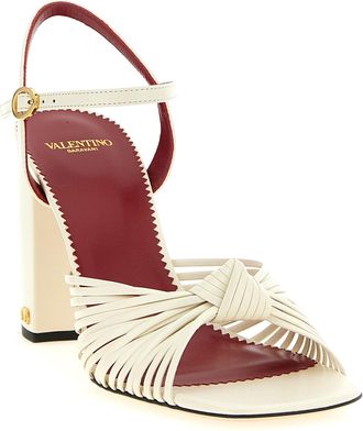 Valentino Garavani Knot-Detail Goatskin Sandal - White
