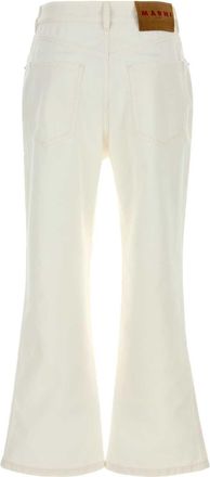 Marni Womens Embellished Denim Jeans White Cotton