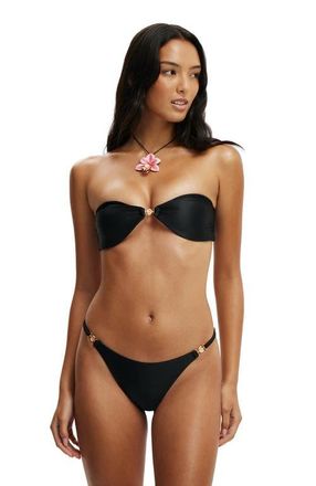 Cotton On Womens Strapless Micro Bandeau Bikini Top in Black Gloss at Nordstrom, Size X-Small