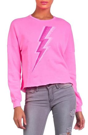 Lauren Moshi Lee X Pink Lightning Bolt Crop Pullover in Neon Pink at Nordstrom, Size X-Small