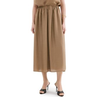 Mango Gathered A-Line Midi Skirt in Brown at Nordstrom, Size Medium