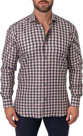 Maceoo Einstein Squares White Regular Fit Plaid Button-Up Shirt at Nordstrom, Size Xx-Large