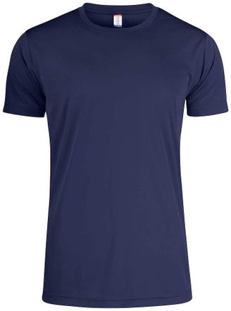 Clique Mens Basic Active-T Crew Neck T-Shirt, Microfibre, Sweatband, Side Seam, Slim-Fit Fit (Blue L), blue