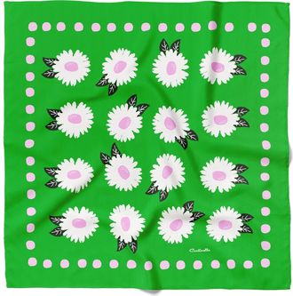 Centinelle White Flower Cotton Silk Bandana in Green at Nordstrom