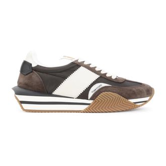 Tom Ford Schoenen, Heren, Veelkleurig, 41 EU, Leer, Leren Sneakers in Ebony Ivory