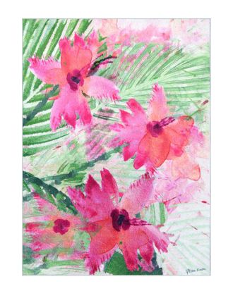 Empire Art Direct Pink Green Floral I Hand Washable Flowers Art Area Rug