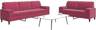 vidaXL Vidaxl - Juego De Sof&aacute;s Con Cojines 2 Piezas Terciopelo Rojo Tinto