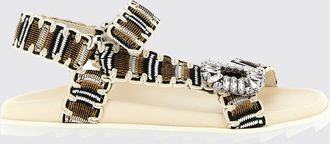 Roger Vivier Sandalo Slidy Viv in poliestere crochet con fibbia gioiello