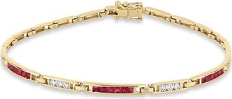 Bony Levy 18K Gold El Mar Gemstone and Natural Diamond Line Bracelet in 18K Gold/diamond/ruby at Nordstrom, Size 7