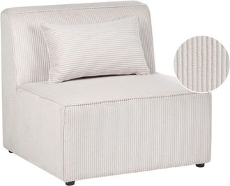 Beliani 1-Seat Section Beige Corduroy Jumbo Cord Sofa Module Modern Single-Seat LEMVIG