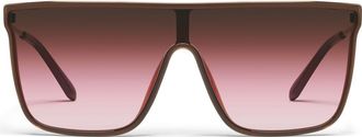 Quay Nightfall Remixed 138mm Shield Sunglasses in Dark Brown/Rouge Glow at Nordstrom