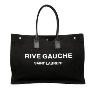 Saint Laurent Bolso Tote Pre-owned Rive Gauche de Lona y Piel - Pre-owned - Mujer - Negro - ONE SIZE