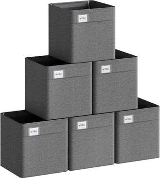 Woltu Juego De 6 Cajas De Almacenamiento Plegables De Tela, 25 L, Color Gris Oscuro - Woltu